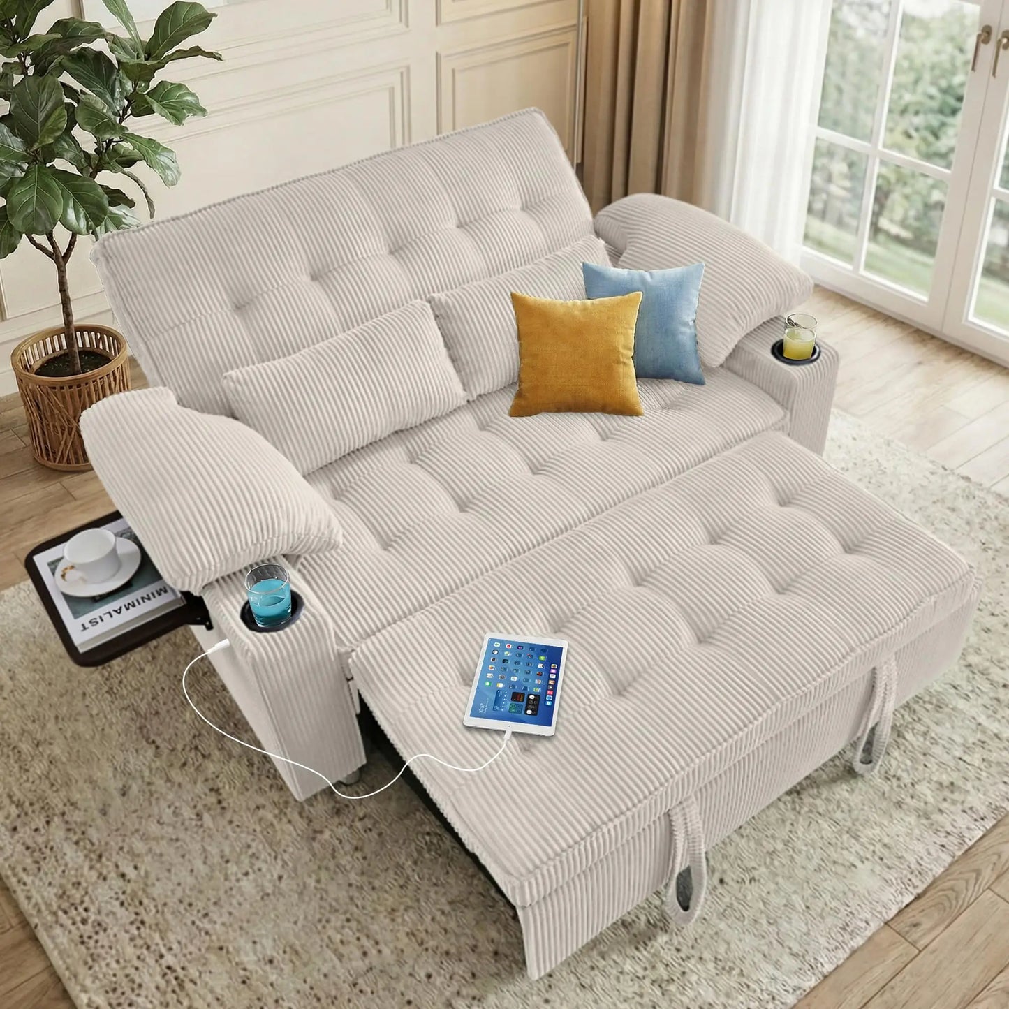 XMSJ Sleeper Sofa Bed Convertible Couch For Living Room
